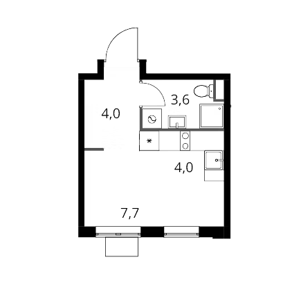 Продаётся студия, 19.3 м²