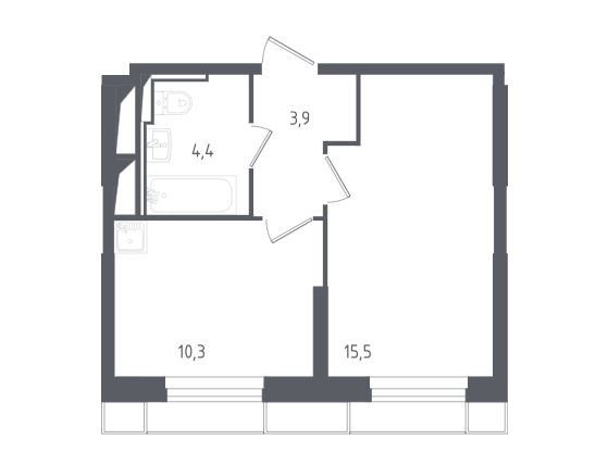 Продаётся 1-комнатная квартира, 34.1 м²