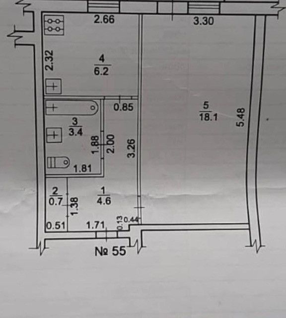 Продаётся 1-комнатная квартира, 33 м²
