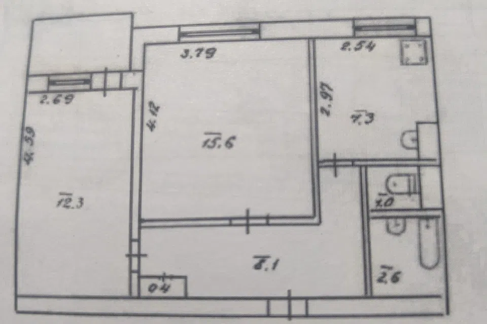 Продаётся 2-комнатная квартира, 49.22 м²