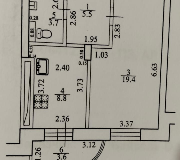 Продаётся 1-комнатная квартира, 38.7 м²
