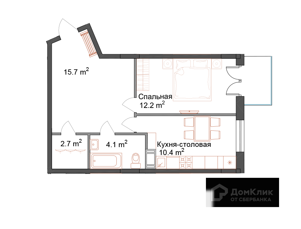 Купить 1-комнатную квартиру, 46.2 м² в ЖК СемьА по адресу Санкт-Петербург,  Днепропетровская улица, 7, метро , , недорого – Домклик