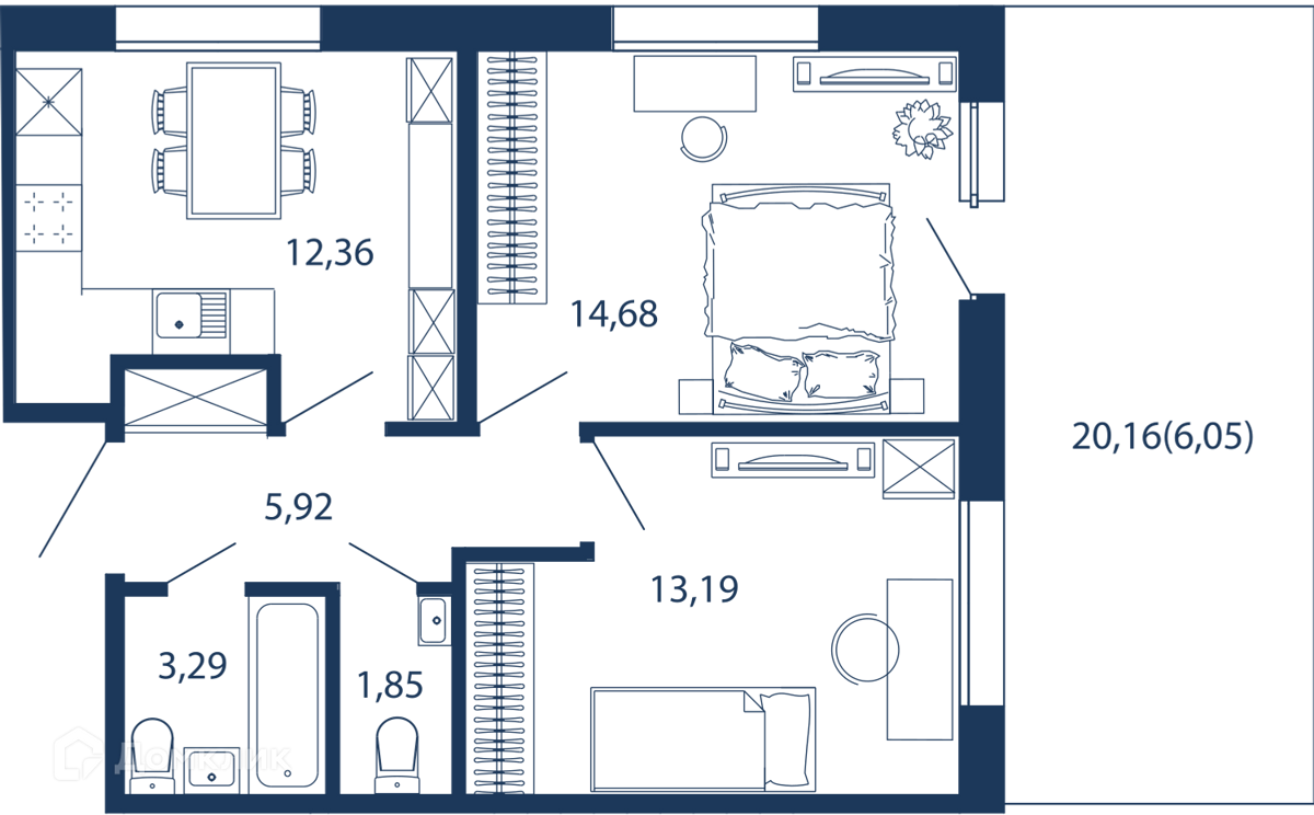 Купить 2-комнатную квартиру, 57.34 м² в ЖК BEREG.Курортный (Берег  Курортный) по адресу Санкт-Петербург, Сестрорецк, улица Инструментальщиков,  18, недорого – Домклик