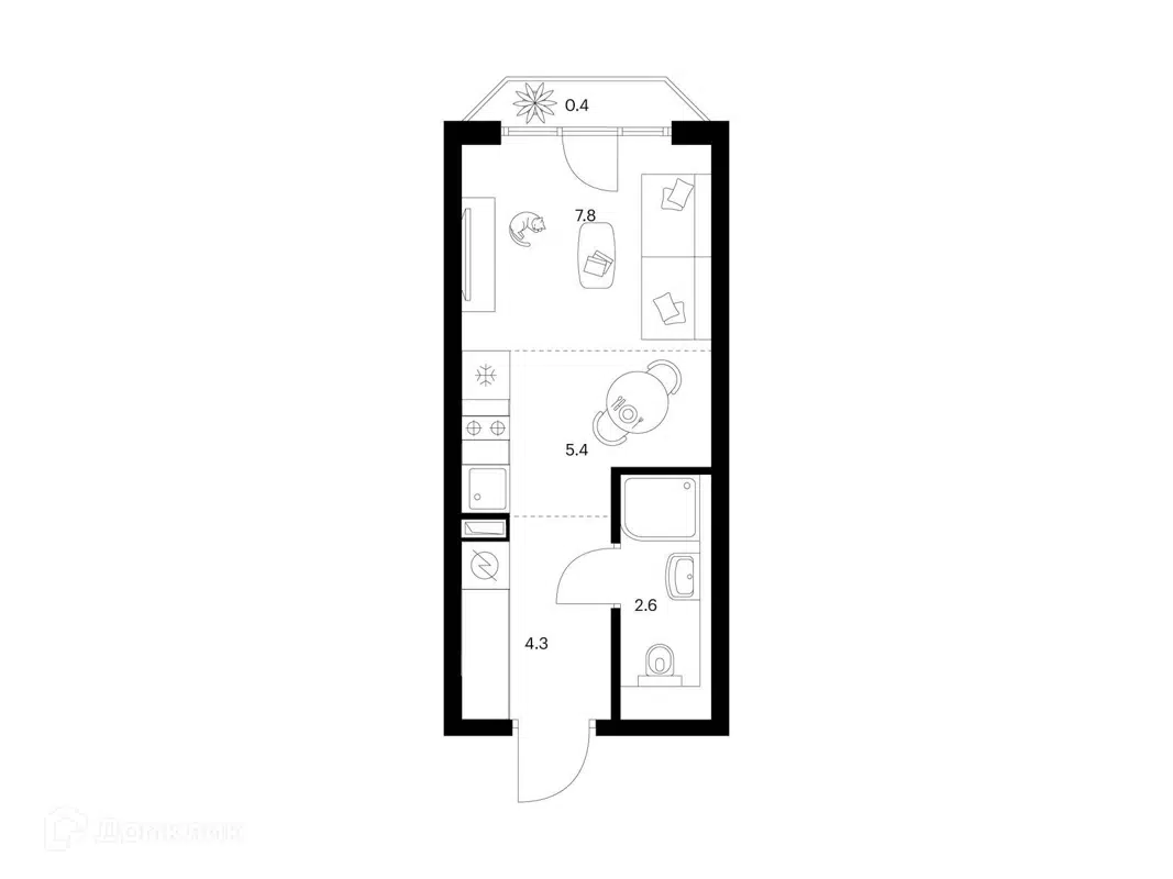 Купить студию, 20.5 м² в ЖК 2-й Иртышский по адресу Москва, жилой комплекс  Иртышский Квартал, 6/8, недорого – Домклик