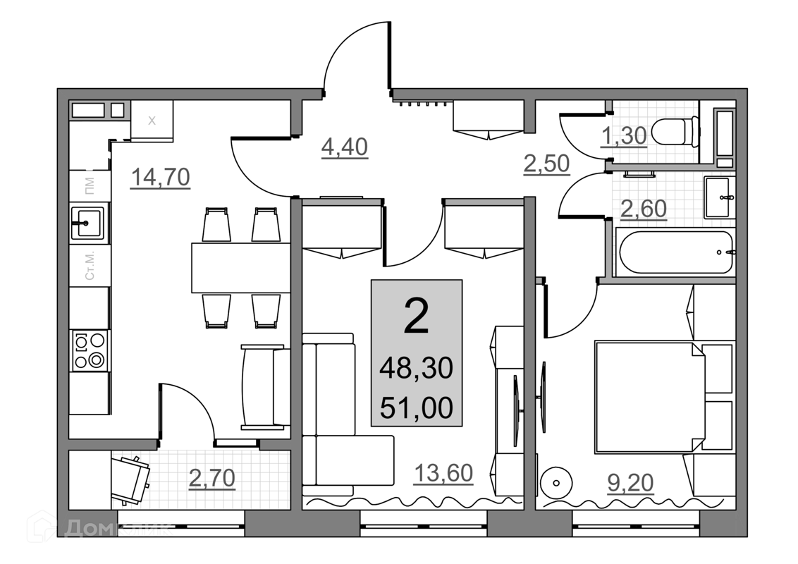 Купить 2-комнатную квартиру, 48.3 м² в ЖК Акварель по адресу Саратовская  область, Балаково, Волжская улица, 10, недорого – Домклик