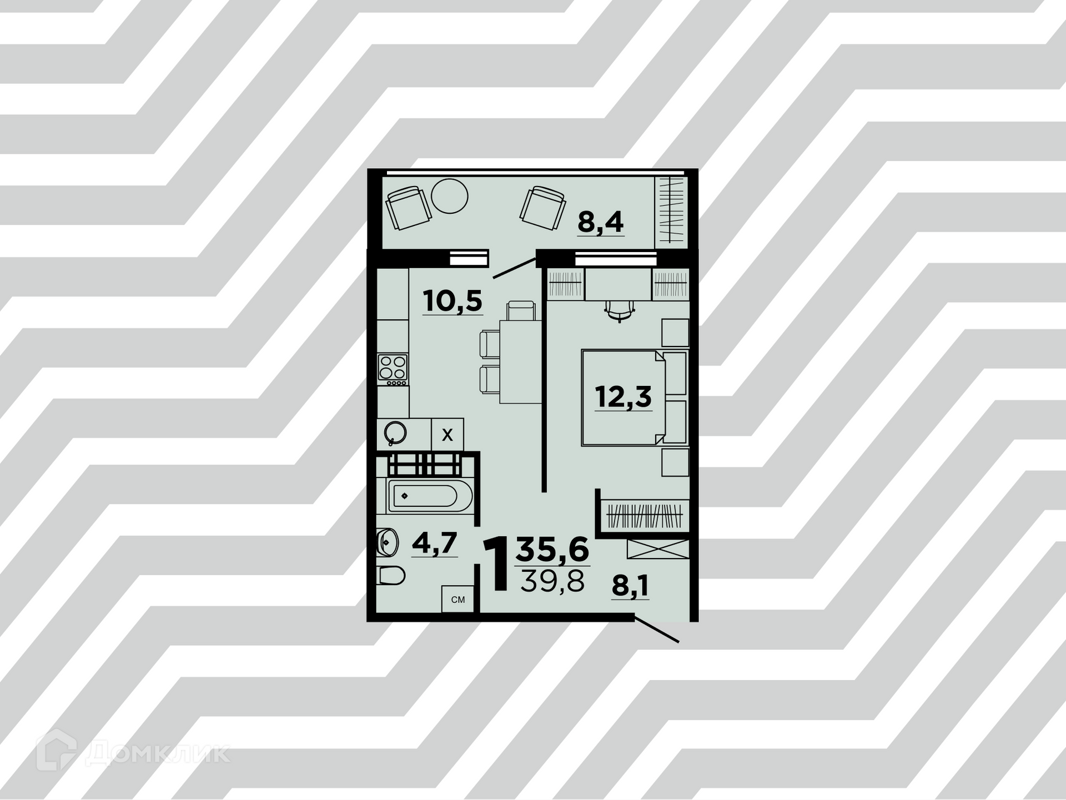 Купить 1-комнатную квартиру, 39.8 м² в ЖК Квартал по адресу Волгоград,  Дзержинский район, район Семь Ветров, улица Константина Симонова, 2,  недорого – Домклик