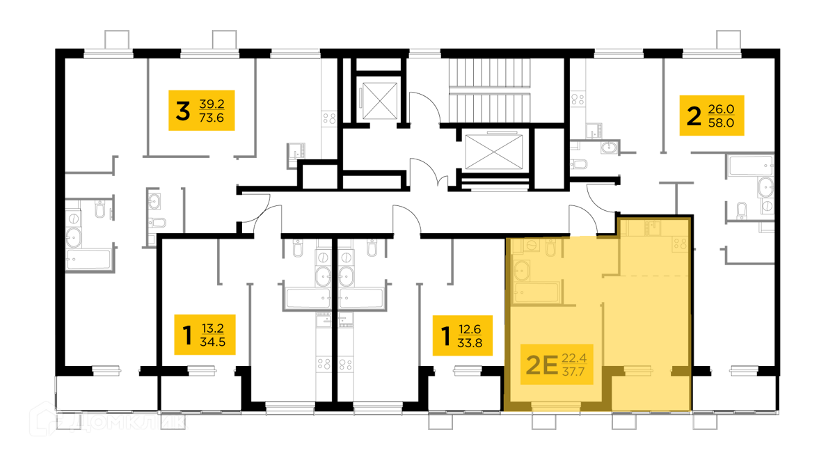 Купить 2-комнатную квартиру, 37.66 м² в ЖК Новое Пушкино по адресу  Московская область, Пушкино, микрорайон Заветы Ильича, улица Дзержинского,  35А, недорого – Домклик