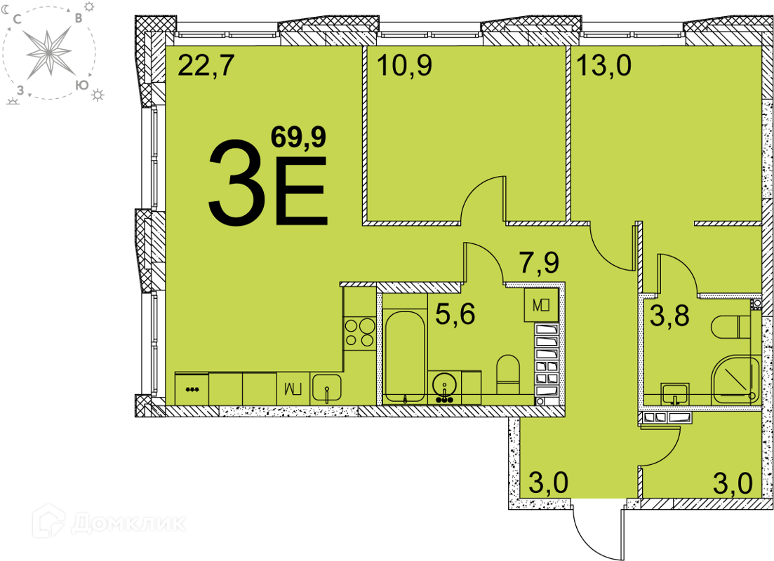 Купить 2-комнатную квартиру, 69.9 м² в ЖК Первый Академ по адресу  Свердловская область, Екатеринбург, жилой комплекс Первый Академ, недорого  – Домклик