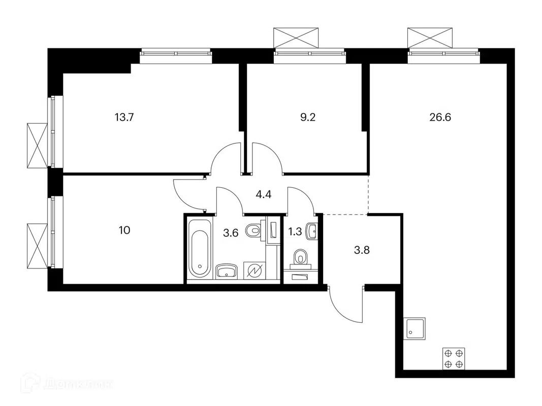 Купить 3-комнатную квартиру, 72.6 м² в ЖК Кронштадтский 14 по адресу  Москва, Кронштадтский бульвар, 14с13, метро недорого – Домклик