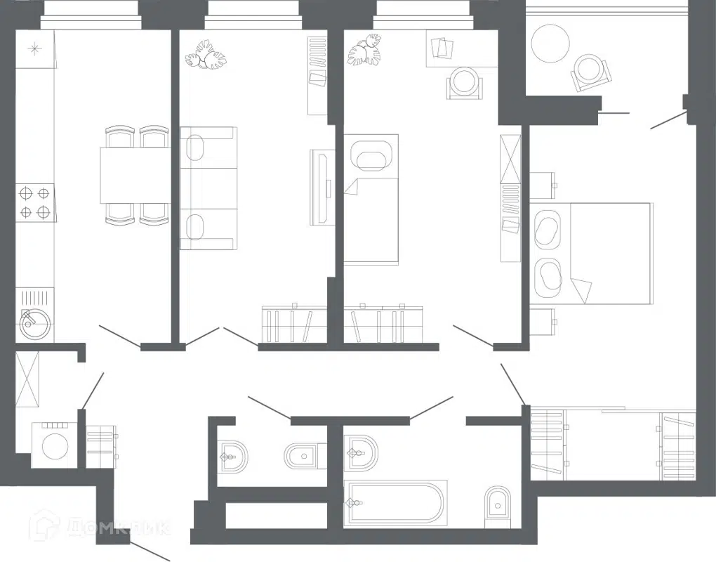 Купить 3-комнатную квартиру, 71 м² в ЖК Комсомольская, 67 по адресу  Свердловская область, Екатеринбург, Комсомольская улица, 67, недорого –  Домклик