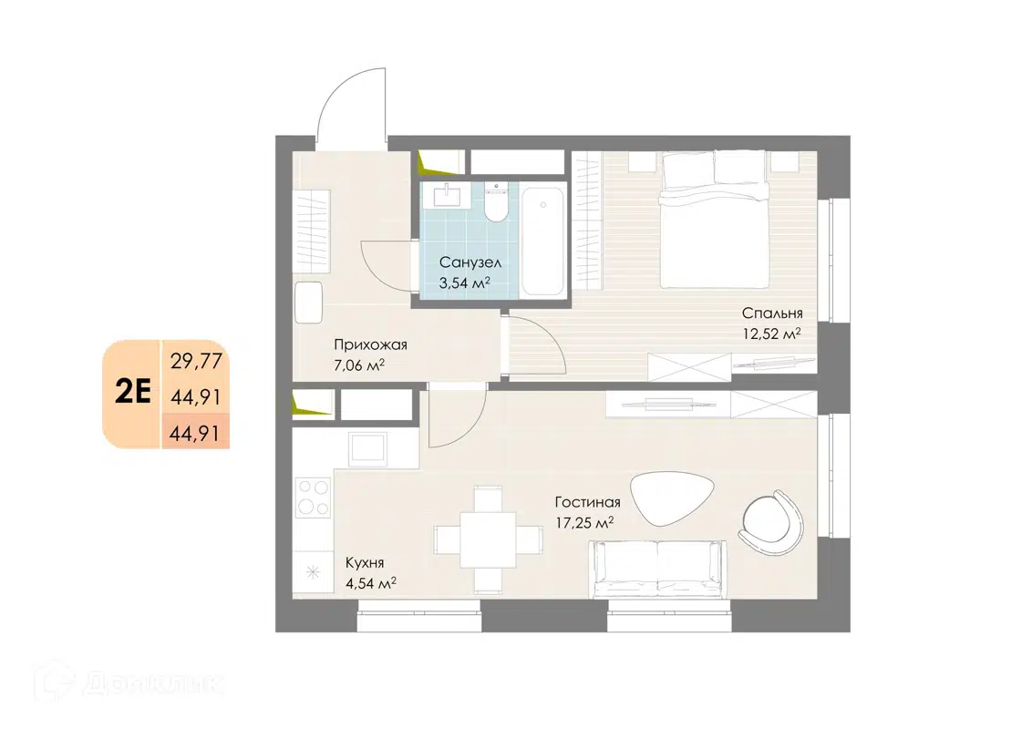 Купить 2-комнатную квартиру, 44.91 м² в ЖК Дюна по адресу Московская  область, Котельники, Новорязанское шоссе, 6, метро недорого – Домклик