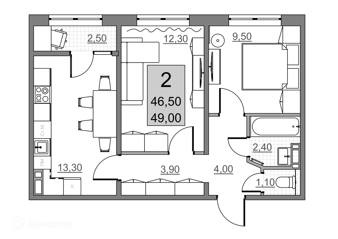 Купить 2-комнатную квартиру, 46.5 м² в ЖК Акварель по адресу Саратовская  область, Балаково, Волжская улица, 10, недорого – Домклик