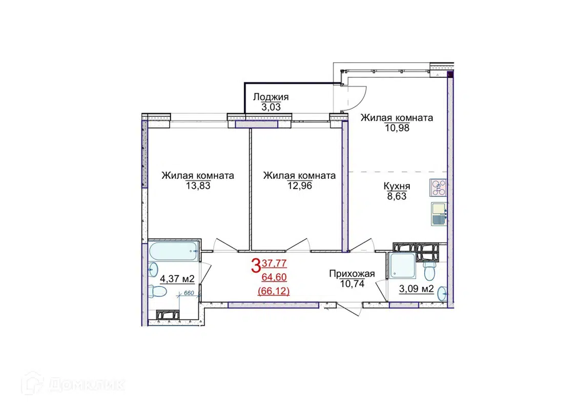 Купить 3-комнатную квартиру, 66.12 м² в ЖК Аэропарк по адресу Ярославль,  посёлок Сокол, 31А, недорого – Домклик