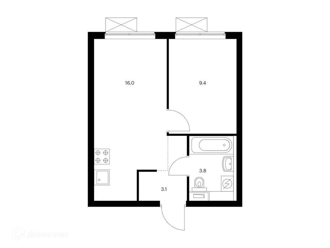 Купить 1-комнатную квартиру, 32.3 м² в ЖК Одинцово-1 по адресу Московская  область, Одинцово, Каштановая улица, 4, недорого – Домклик