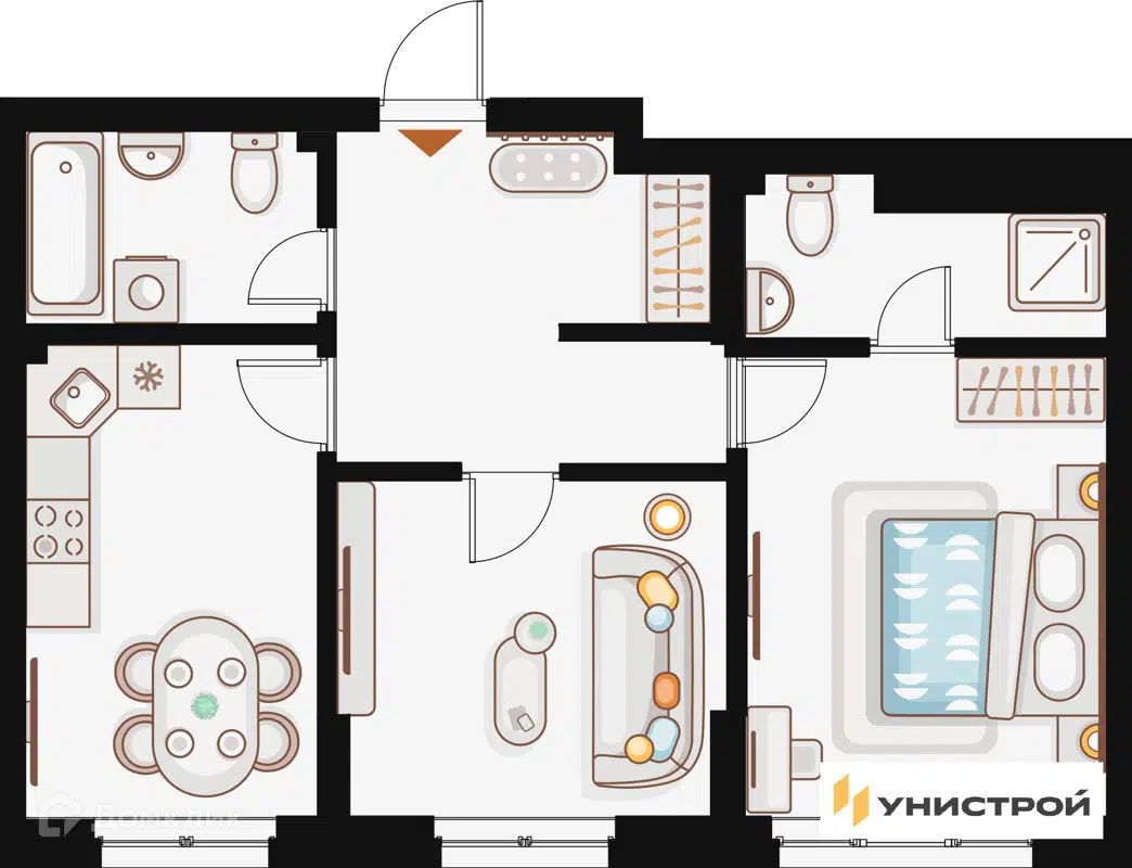 Купить 2-комнатную квартиру, 56.48 м² в ЖК по ул. Кулагина по адресу  Республика Татарстан, Казань, улица Владимира Кулагина, недорого – Домклик