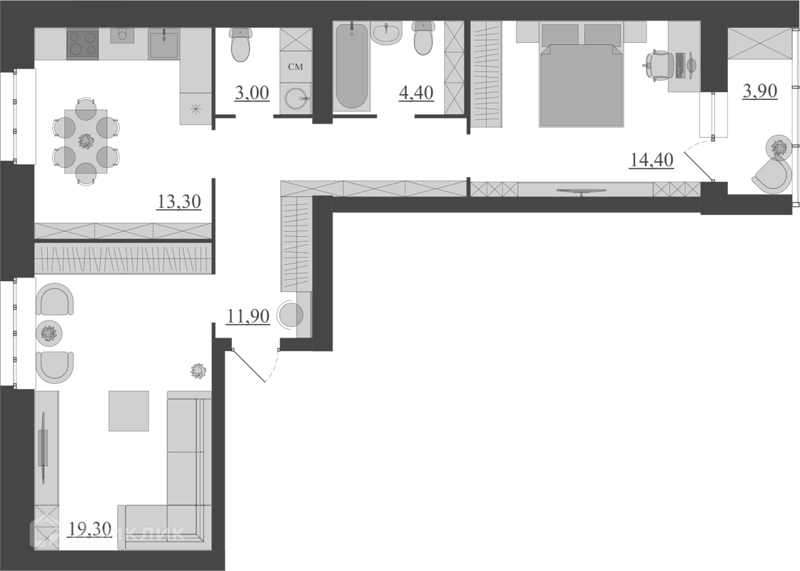 Купить 2-комнатную квартиру, 70.2 м² в ЖК ЭКОГОРОД 2 по адресу Ярославский  район, Заволжское сельское поселение, посёлок Красный Бор, 17, недорого –  Домклик