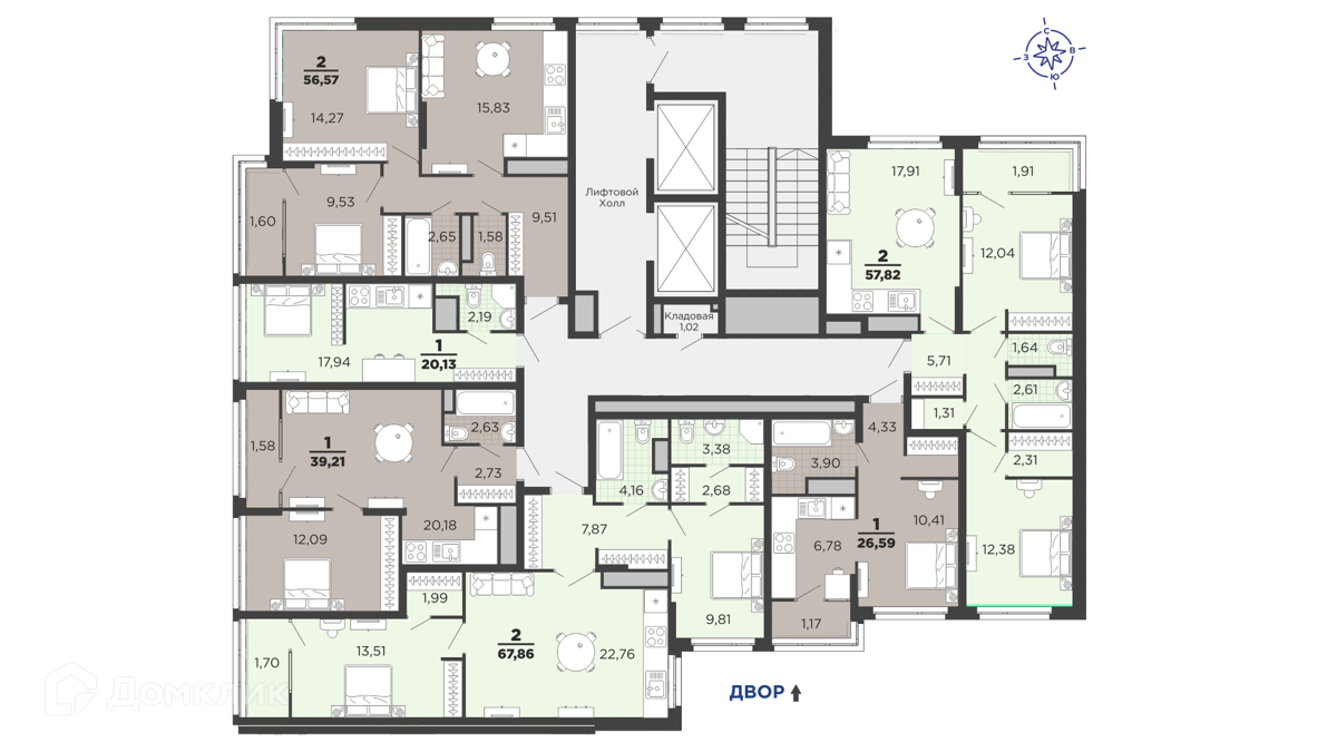 Купить 1-комнатную квартиру, 40.79 м² в ЖК Метропарк по адресу Рязань,  жилой комплекс Метропарк, недорого – Домклик