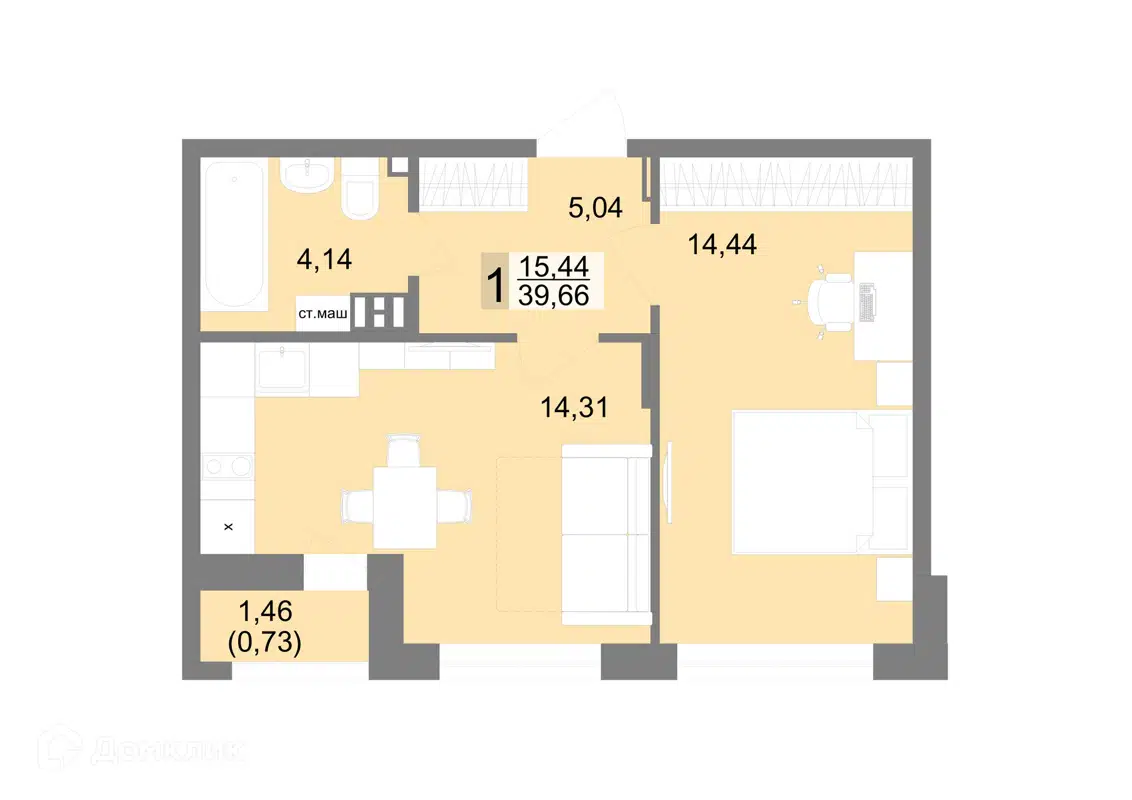 Купить 1-комнатную квартиру, 39.59 м² в ЖК Новация по адресу Свердловская  область, Екатеринбург, Балаклавский тупик, 2В, метро , недорого – Домклик