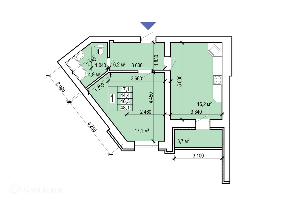 Купить 1-комнатную квартиру, 48.1 м² в ЖК Дом у озера по адресу Саратовская  область, Энгельс, улица Марины Расковой, 9, недорого – Домклик