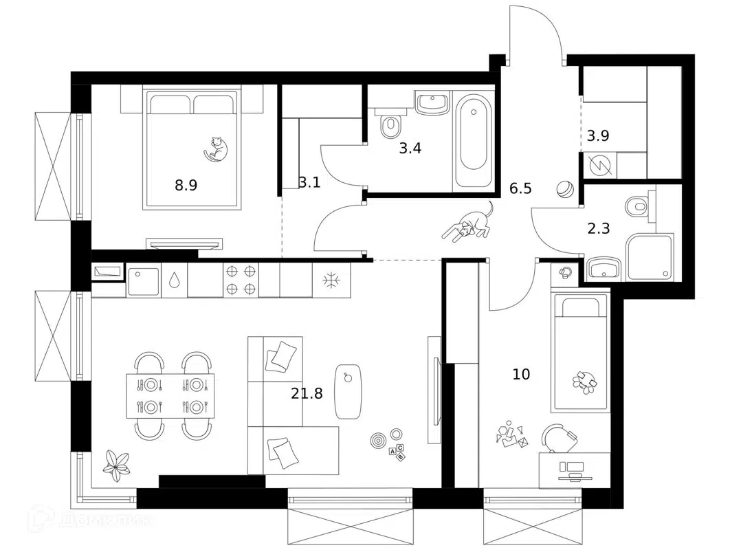 Купить 2-комнатную квартиру, 59.9 м² в ЖК 2-й Иртышский по адресу Москва,  жилой комплекс Иртышский Квартал, 6/8, недорого – Домклик