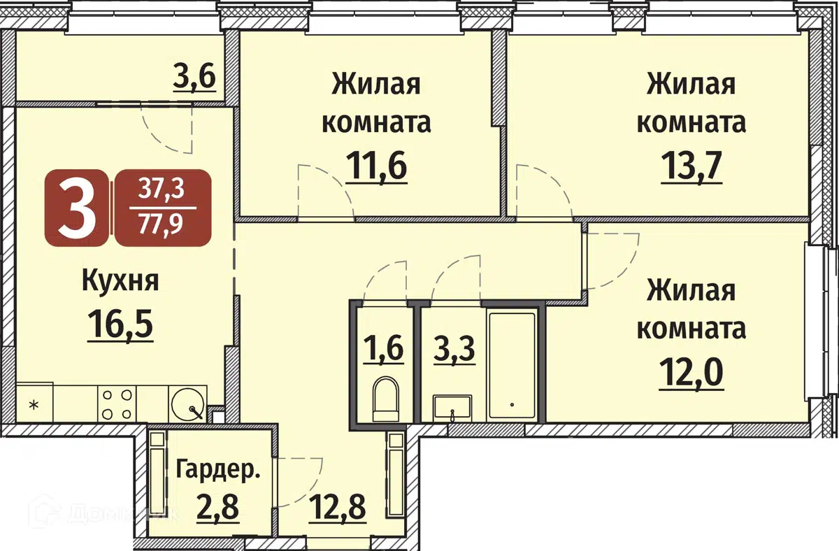 Купить 3-комнатную квартиру, 79.7 м² в ЖК Олимп по адресу Чувашская  Республика, Чебоксары, улица Энергетиков, поз6, недорого – Домклик