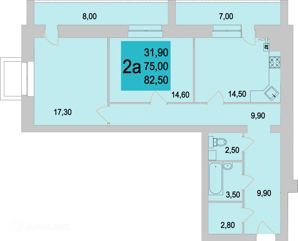 Купить 2-комнатную квартиру, 82.5 м² в ЖК Тимирязевский по адресу Калуга,  Резванская улица, 3, недорого – Домклик