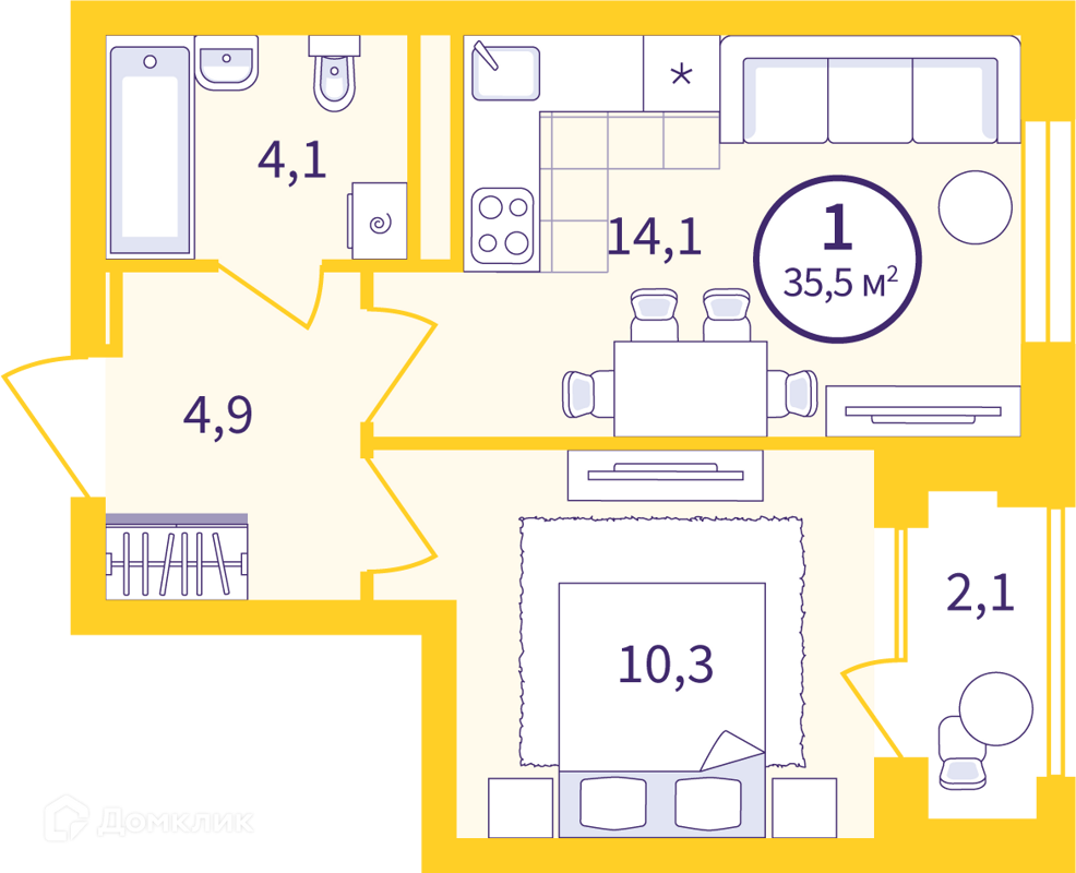 Купить 1-комнатную квартиру, 34.43 м² в ЖК Астон. Движение по адресу  Свердловская область, Екатеринбург, улица Пехотинцев, 1, недорого – Домклик