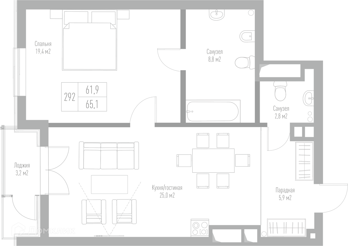 Купить 1-комнатную квартиру, 65.1 м² в ЖК Рыбная Деревня по адресу  Калининград, Октябрьская улица, 12, недорого – Домклик