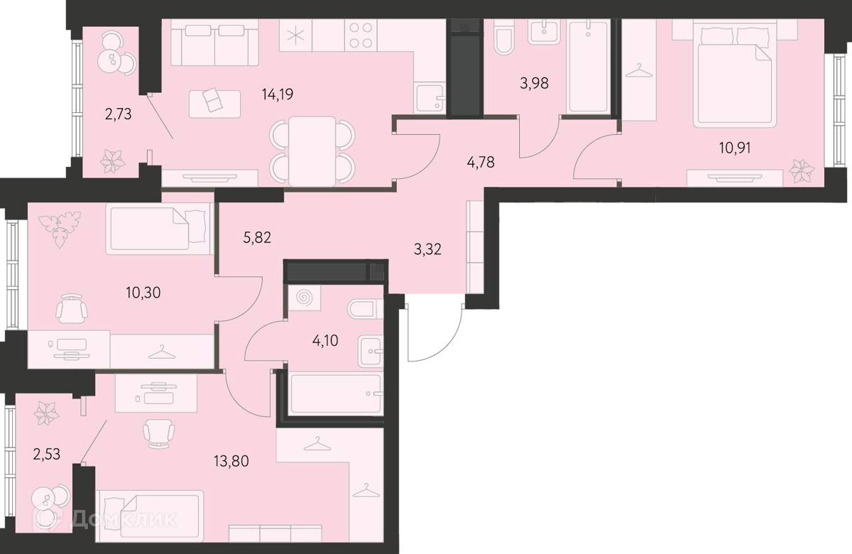 Купить 3-комнатную квартиру, 73.84 м² в ЖК Первый Академ по адресу  Свердловская область, Екатеринбург, жилой комплекс Первый Академ, недорого  – Домклик