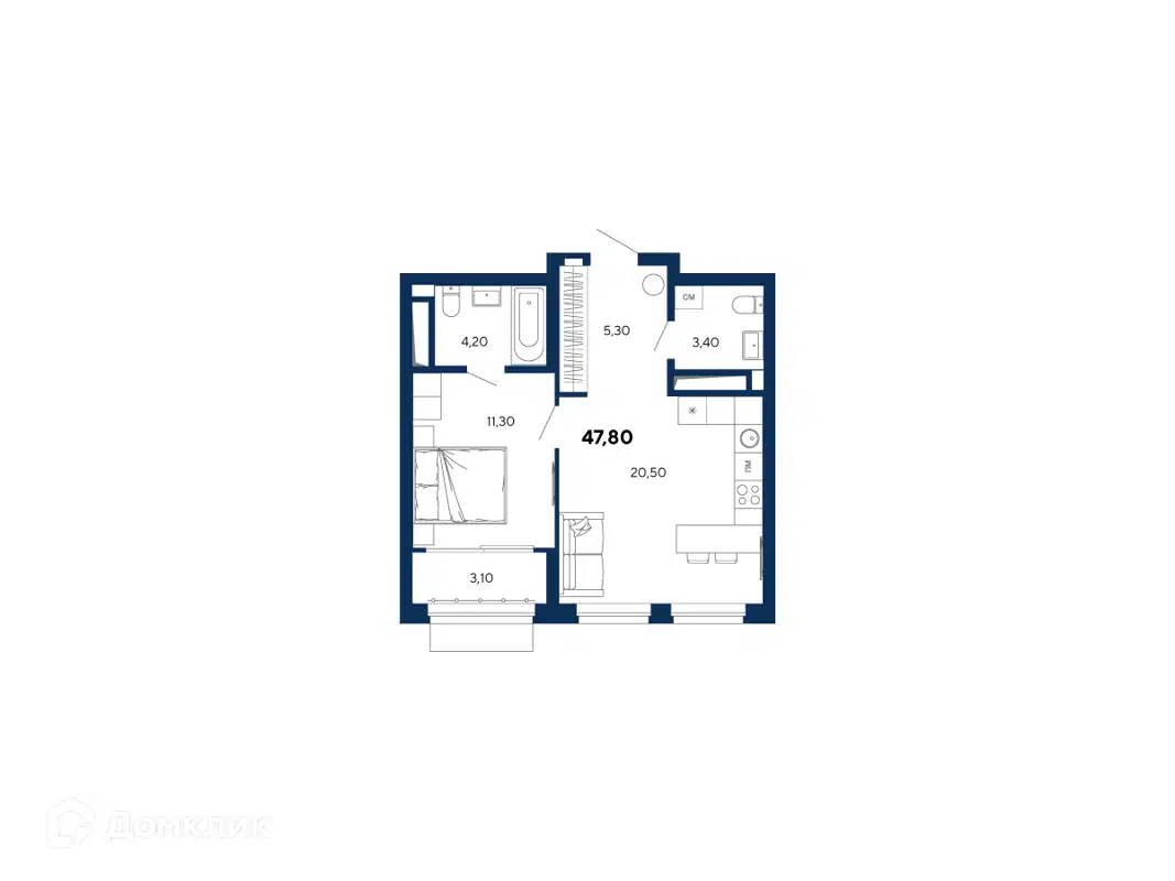 Купить 1-комнатную квартиру, 47.8 м² в ЖК Парк Столиц по адресу  Свердловская область, Екатеринбург, Московская улица, 249, метро недорого –  Домклик