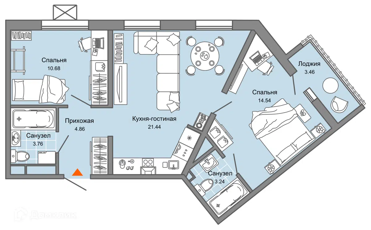 Купить 3-комнатную квартиру, 60 м² в ЖК ULLA (ЮЛЛА) по адресу Ульяновск,  проспект Созидателей, 114/2к1, недорого – Домклик