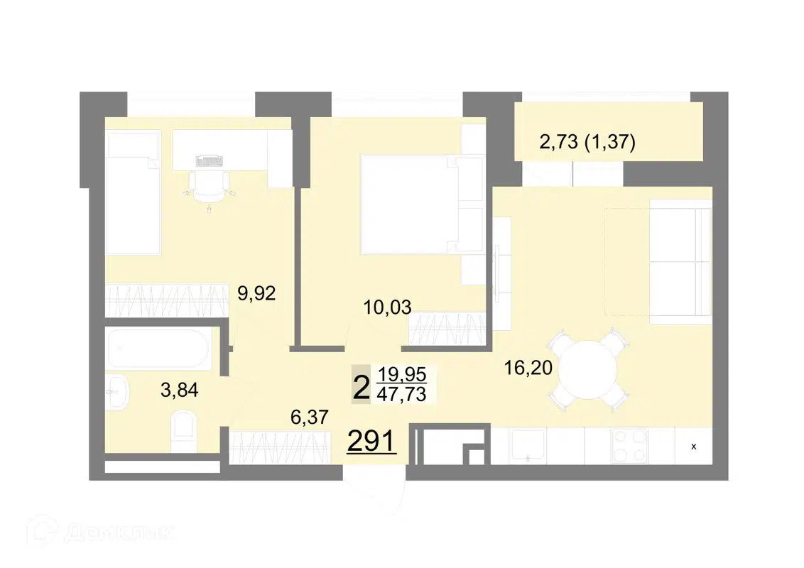 Купить 2-комнатную квартиру, 47.72 м² в ЖК На Тенистой, 3 очередь по адресу  Свердловская область, Екатеринбург, Тенистая улица, 8с5, недорого – Домклик