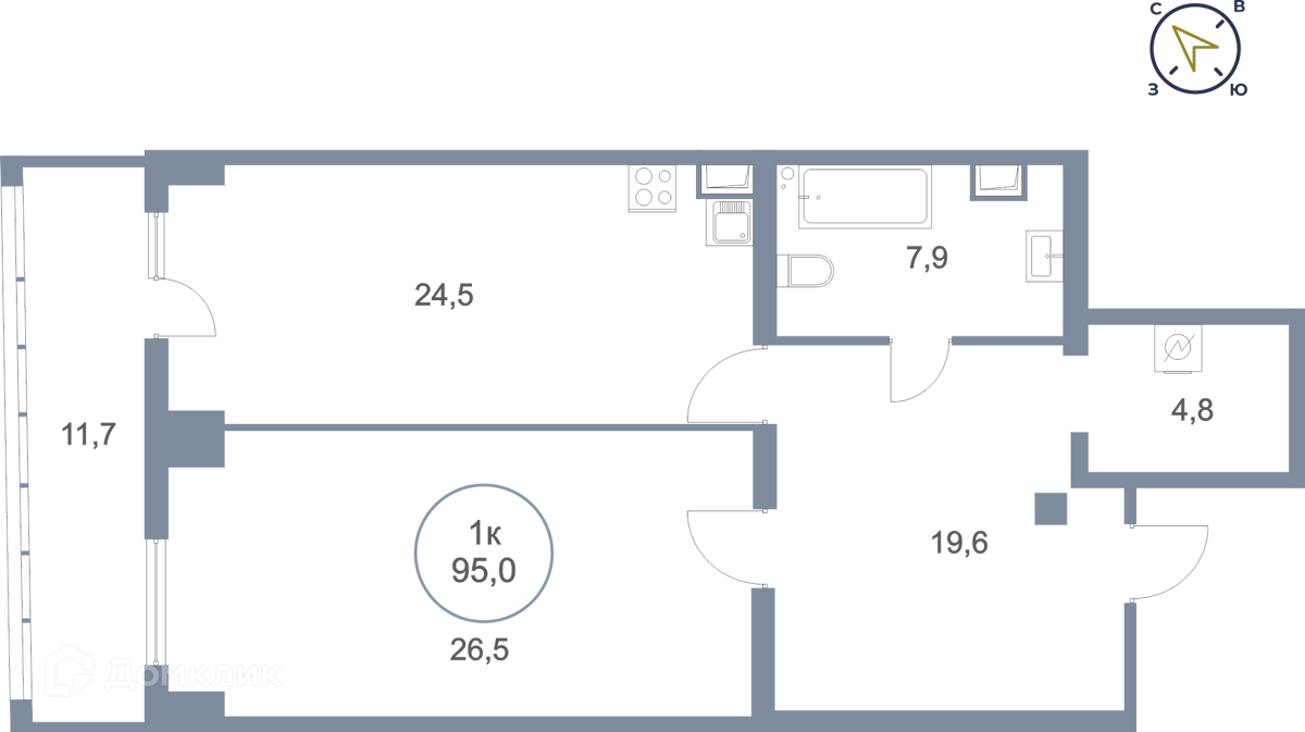 Купить 1-комнатную квартиру, 95 м² в ЖК Жемчужина Оби по адресу  Ханты-Мансийский автономный округ, Сургут, Югорский тракт, 43, недорого –  Домклик