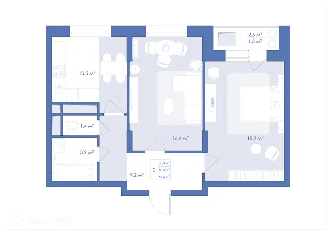 Купить 2-комнатную квартиру, 61.6 м² в ЖК Яблоневые сады по адресу Воронеж,  улица Загоровского, 7к3, недорого – Домклик