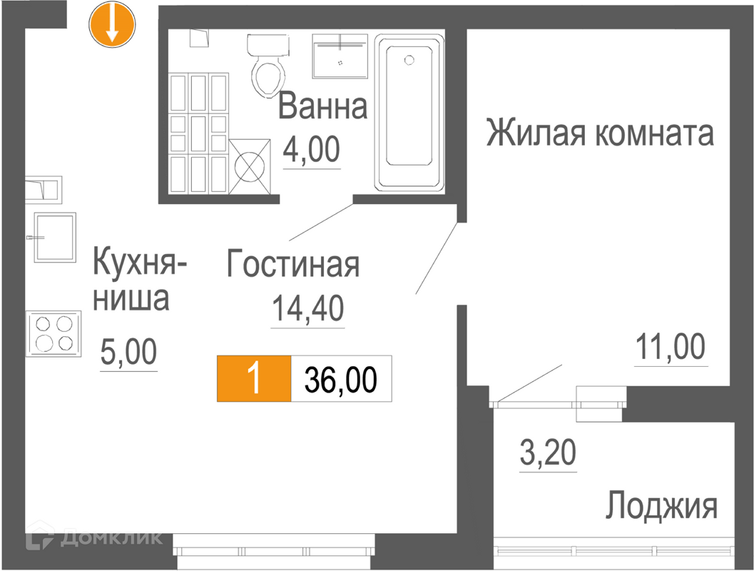 Купить 1-комнатную квартиру, 36 м² в ЖК ФРИСТАЙЛ по адресу Свердловская  область, Екатеринбург, улица Новостроя, 4, недорого – Домклик