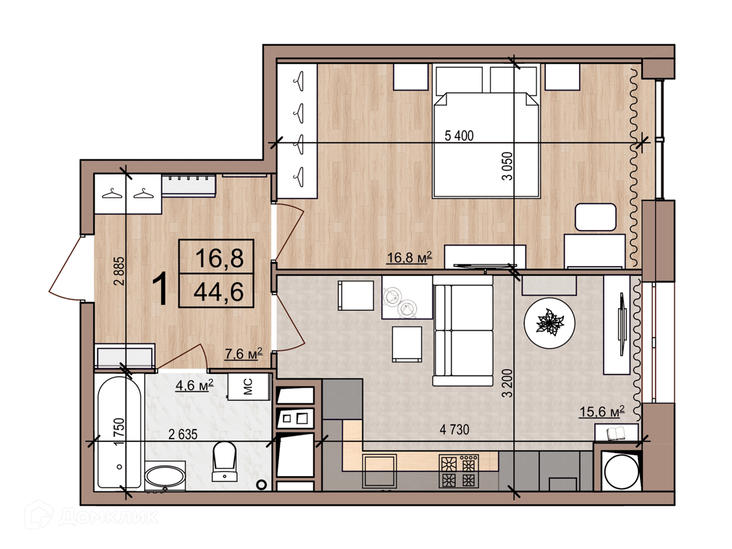 Купить 1-комнатную квартиру, 44.6 м² в ЖК iTower (Айтауэр) по адресу Рязань,  район Приокский, жилой комплекс Скайлайн, недорого – Домклик