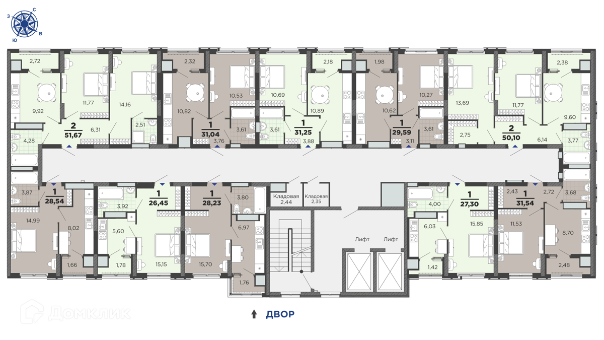 Купить 1-комнатную квартиру, 28.54 м² в ЖК Академик по адресу Рязань,  Юго-Западный Промышленный узел, жилой комплекс Академик, недорого – Домклик