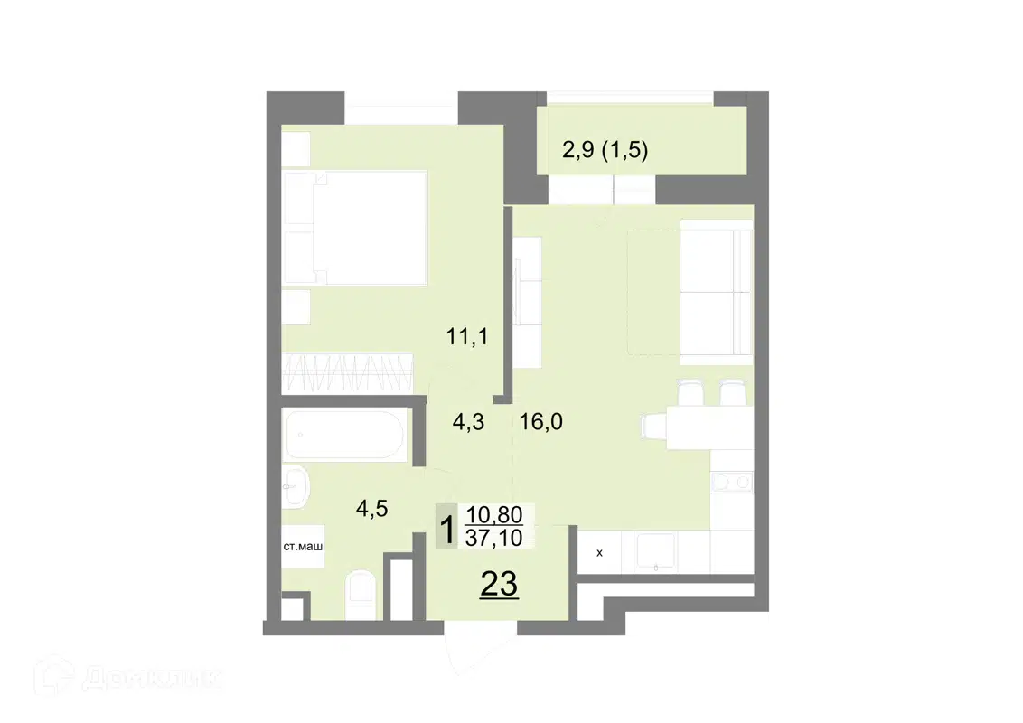 Купить 1-комнатную квартиру, 37.6 м² в ЖК Новый ВИЗ по адресу Свердловская  область, Екатеринбург, улица Металлургов, 63, недорого – Домклик