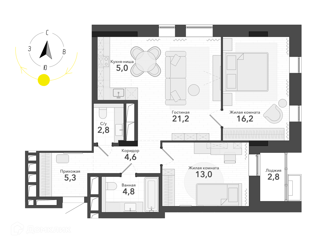 Купить 3-комнатную квартиру, 72.9 м² в ЖК Чистая Слобода по адресу  Новосибирск, улица Титова, 255/2, недорого – Домклик