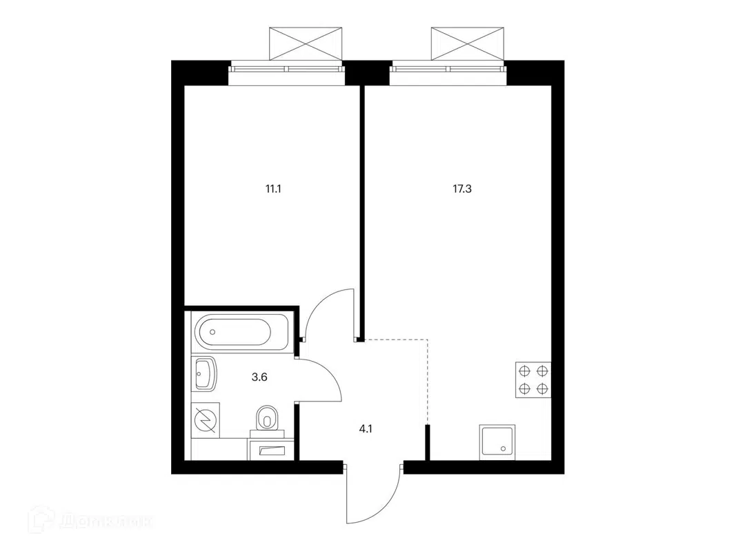 Купить 1-комнатную квартиру, 36.1 м² в ЖК Новое Очаково по адресу Москва, проезд  Стройкомбината, вл1, метро недорого – Домклик