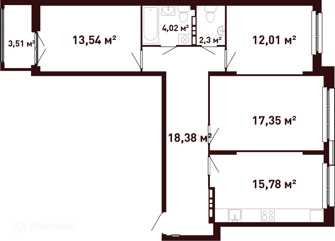 Купить 3-комнатную квартиру, 85.14 м² в ЖК Мир Труд Май по адресу  Свердловская область, Екатеринбург, улица Калинина, 55, метро , недорого –  Домклик