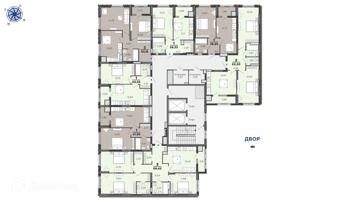 Купить 3-комнатную квартиру, 89.42 м² в ЖК Академик по адресу Рязань,  Юго-Западный Промышленный узел, жилой комплекс Академик, недорого – Домклик