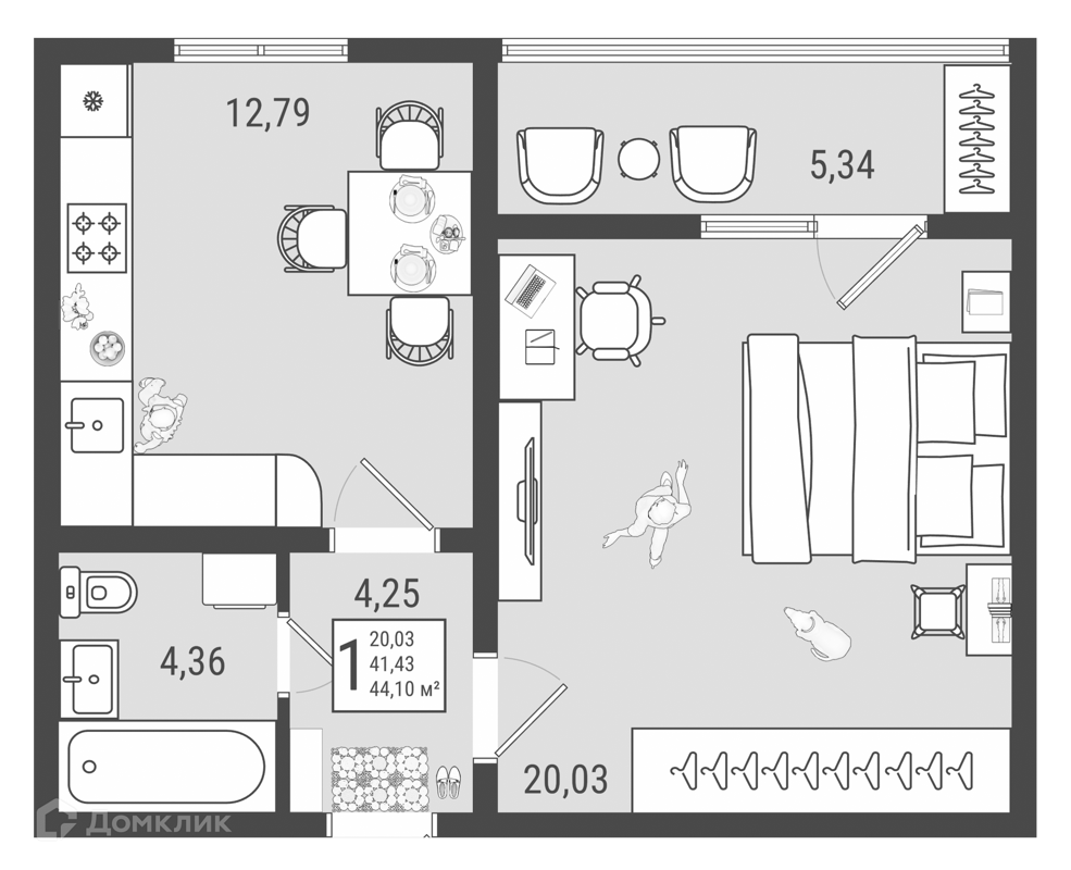 Купить 1-комнатную квартиру, 44.1 м² в ЖК Юго Западный по адресу Самарская  область, Тольятти, Приморский бульвар, недорого – Домклик