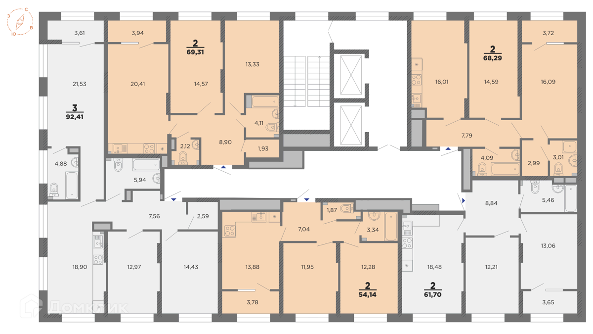 Купить 3-комнатную квартиру, 92.41 м² в ЖК Нобель по адресу Рязань, Новая  улица, 1, недорого – Домклик