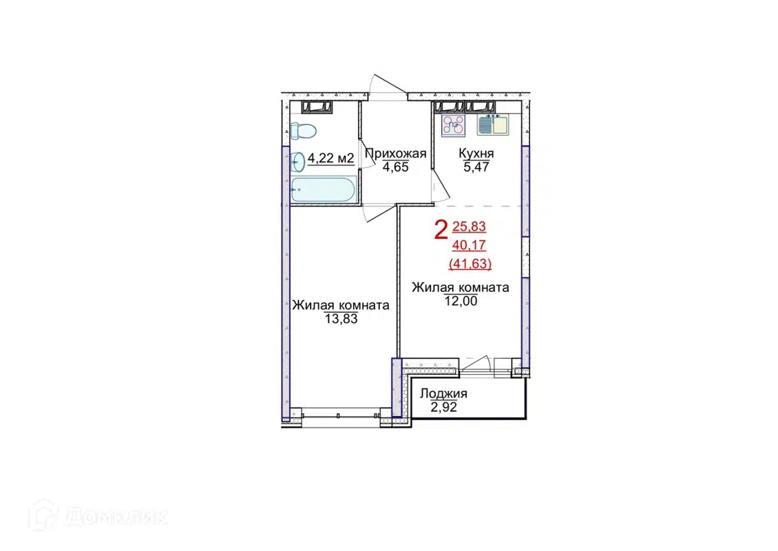 Купить 2-комнатную квартиру, 41.63 м² в ЖК Аэропарк по адресу Ярославль,  посёлок Сокол, 31А, недорого – Домклик