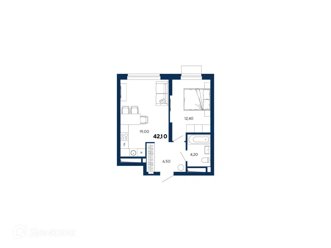 Купить 1-комнатную квартиру, 42.1 м² в ЖК Парк Столиц по адресу  Свердловская область, Екатеринбург, Московская улица, 249, метро недорого –  Домклик