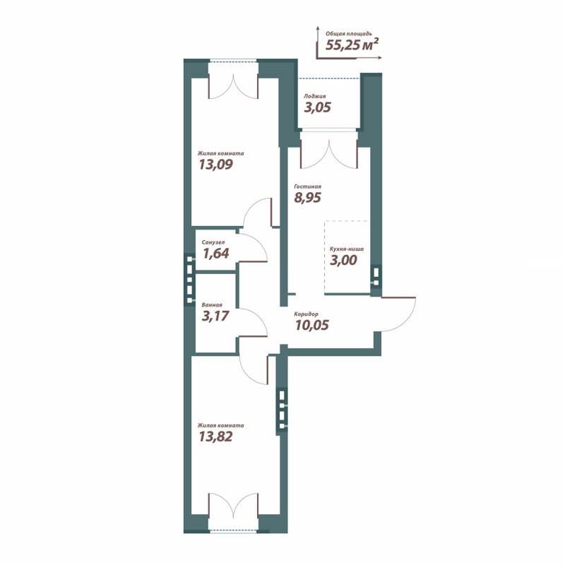 Купить 2-комнатную квартиру 57 м² по адресу Екатеринбург, жилой комплекс Твоя Пр