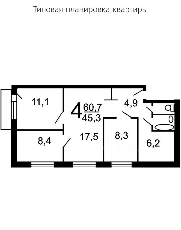 Купить 4-комнатную квартиру, 60.9 м² по адресу Владимирская область ...