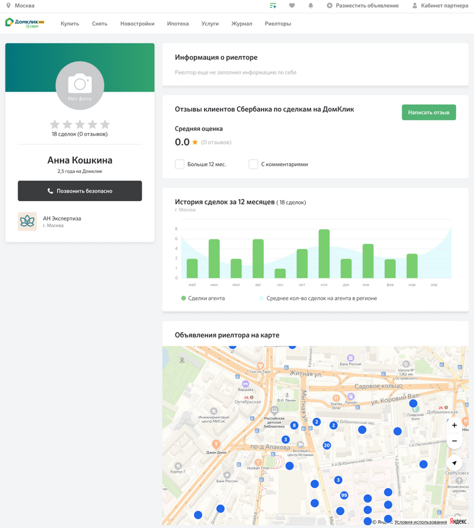 Персональная карточка агента на Домклик - Журнал Домклик