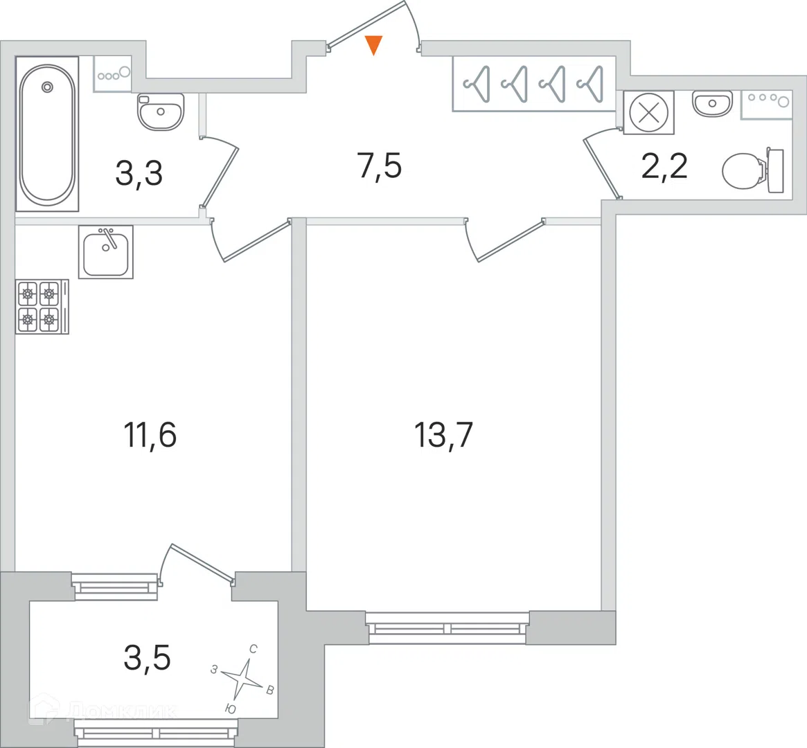 Купить 1-комнатную квартиру, 40.05 м² в ЖК Жилой квартал Дубровский по ...